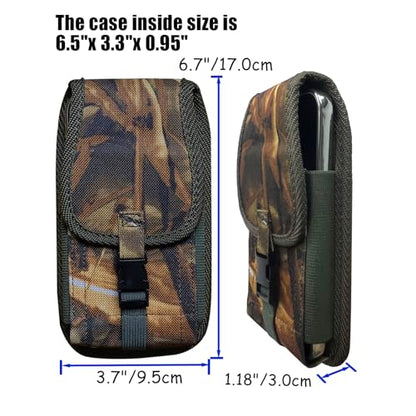 Camo Cell Phone Holster for Men, Belt Clip Phone Holder, Large Tactical Phone Pouch for iPhone 17 16 15 14 & Pro, for Galaxy S25,S24,S23,S22, Heavy Duty Buckle Closure (XL)
