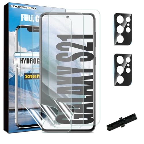 LOOKSEVEN 3 Hydrogel Films + 2 Tempered Glass Lens Protector For Galaxy S21 - size: S21