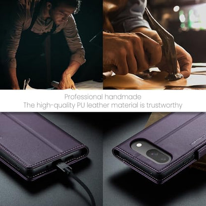 Wallet Case for Google Pixel 10/Google Pixel 10 Pro, Magnetic Flip Case with RFID Blocking Card Holder Kickstand for Women Men, Shockproof Durable Protective Phone Cover (Purple) - color: Purple