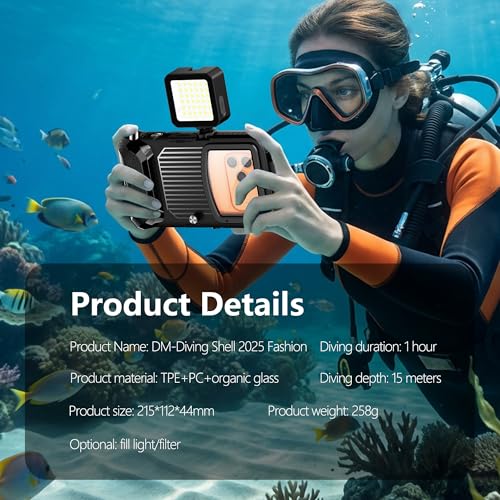 UECHCASES Universal Diving Phone Case for 5.4"-6.9", 15m/50ft Professional Underwater Housing with Vacuum Valve, Physical Shutter, 1/4" Tripod Mount (Black, for Android Right-Side Button) - color: Black