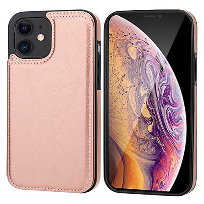 ONETOP for iPhone 12 Mini Wallet Case with Card Holder,Rosegold - color: Rose Gold