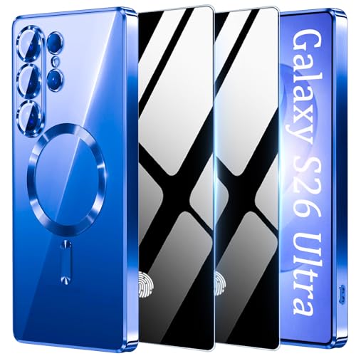for Samsung Galaxy S26 Ultra 5G Case with Privacy Screen Protector,Clear Magnetic Phone Case with Camera Protection,Soft Shockproof Protective Cover for Galaxy S 26 Ultra,Blue - color: Blue, size: Samsung Galaxy S26 Ultra