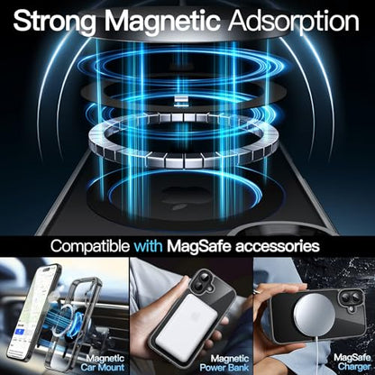 JETech Magnetic Case for iPhone 16 6.1-Inch Compatible with MagSafe, Shockproof Phone Bumper Cover, Anti-Scratch Clear Back (Black) - color: Black, size: iPhone 16