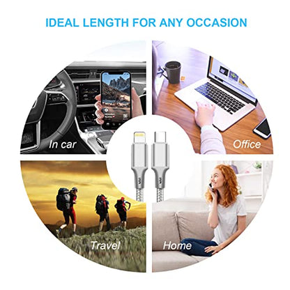 USB C to Lightning Cable, 5 Pack iPhone Charger PD Fast Charging Cord（Gray） - color: Gray, style: USB-C to L