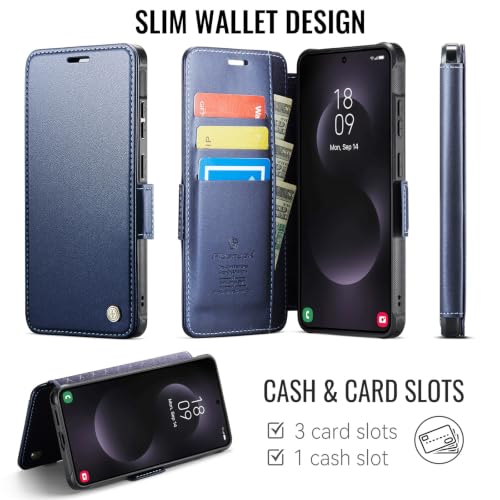 for Galaxy S25 Ultra Slim Wallet Case Wireless Charging, Deep Blue - color: Deep Blue, size: Samsung Galaxy S25 Ultra