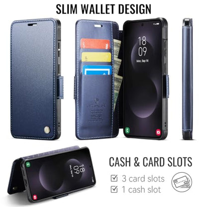 for Galaxy S25 Ultra Slim Wallet Case Wireless Charging, Deep Blue - color: Deep Blue, size: Samsung Galaxy S25 Ultra