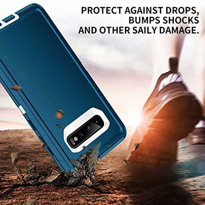 for Galaxy S10 Case,[Without Screen Protector] Heavy Duty Shockproof Dust/Drop Poof 3 Layers Full Bady Protection Rugged Case for Galaxy S10,Turquoise/White - color: Turquoise/White