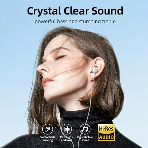 Wired Earbuds with Microphone, In-ear Headphones Wired with Stereo Sound,Noise Isolating Cord Headphones with Mic,Lightweight 3.5mm Earphones Corded for Laptops,Tablets,MP3 and Other 3.5mm Devices