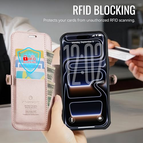 for iPhone 17 Pro Case Wallet Compatible with Magsafe, Rose Gold - color: Rose Gold, size: iPhone 17 Pro - 6.3"