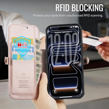for iPhone 17 Pro Max Slim Case Wallet Wireless Charging, DeepBlue - color: Rose Gold, size: iPhone 17 Pro Max - 6.9"
