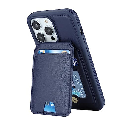 iCoverCase Wallet Case for iPhone 13 Pro Max/12 Pro Max Compatible with MagSafe, Magnetic Detachable Card Slots Holder PU Leather Kickstand Wireless Charging Case 6.7 Inch (Dark Blue) - color: Dark Blue