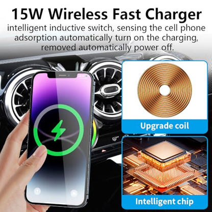 Car Magnetic Phone Mount for Mercedes Benz CLA-Class 2020-2025 CLA250 AMG 35 45 and Benz A-Class 2019-2022 A220 A35 Auto Accessories Best Cellphone Holder Fast 15W Wireless Charger Screen Stand - color: for Benz CLA 2020-2025 and Benz A-Class 2019-2022
