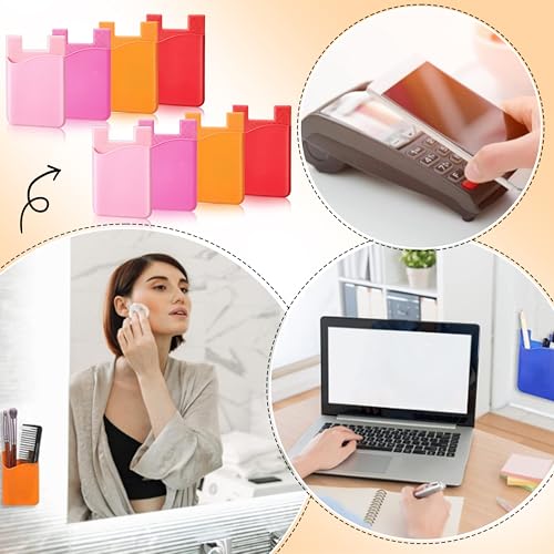 Frienda 24 Pcs Phone Card Holder Adhesive Silicone Wallet, Bright Color - color: Bright Colors