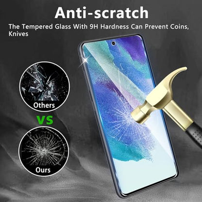 3 Pack Screen Protector Designed for Samsung Galaxy S21 FE with 3 Pack Tempered Glass Camera Lens Protector,Ultra HD Clear,9H Hardness,Easy Install - Case Friendly,Scratch Resistant - color: Galaxy S21 FE 33