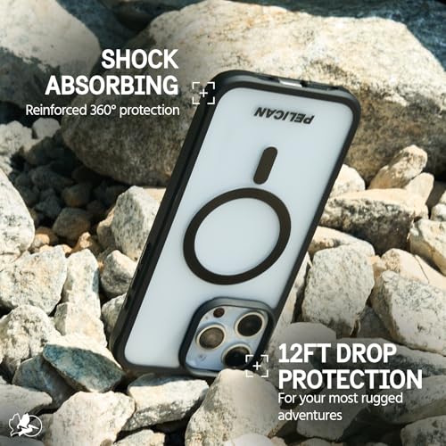 Pelican Ranger iPhone 16 Pro Max Case - MagSafe Phone Case - Frosted Clear | Rugged Magnetic Phone Case w/12ft Military-Grade Drop Protection - Anti-Scratch, Heavy Duty Phone Cover for iPhone 16 Pro Max - color: Frosted Clear