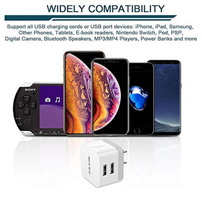 90 Degree USB Wall Charger Plug Flat Side Right Angle Dual Port USB Adapter - color: White, style: 3Pack USB Wall Chargers