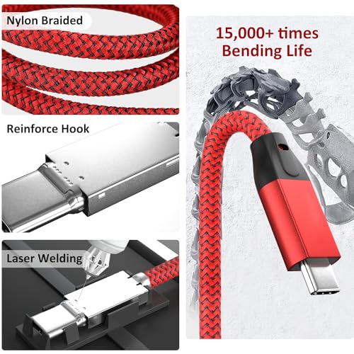 USB C to USB C Cable 100W 3.3FT 2Pack, 4K Video USB C 3.2 Gen 2 Data Cable - color: Red, size: 3.3FT(2PACK)