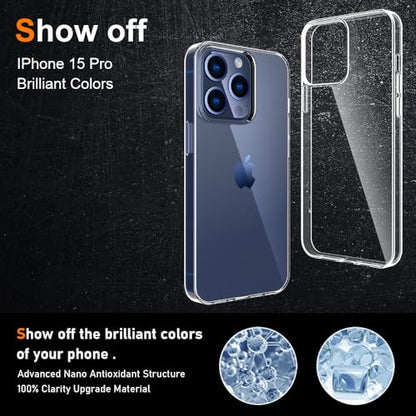 Silicone Clear iPhone 15 Pro Case,Ultra Thin with Comfort Grip | Soft Slim-Fit TPU iPhone 15 Pro Phone Cover,Non-Slip,Shockproof Protection,Scrath-Resistant - size: iPhone 15 Pro case