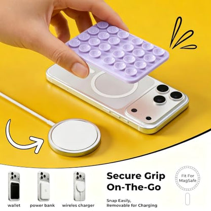 Magnetic Suction Sticky Phone Grip for iPhone 12-17 Series, Lavender - color: Lavender