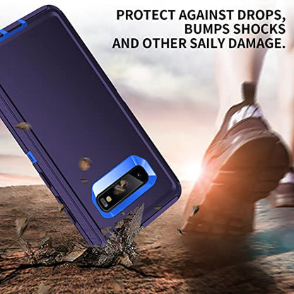 for Galaxy S10 Case,[Without Screen Protector] Heavy Duty Shockproof Dust/Drop Poof 3 Layers Full Bady Protection Rugged Cover Case for Galaxy S10,Dark Blue - color: Dark Blue