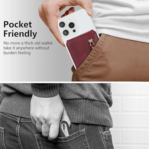 HAII for MagSafe Card Wallet Bag compatible with MagSafe Invisible Ultra-Thin Lightweight Kickstand Magnetic Mobile Wallet Man Woman, 4 Card Slots + 1 Zipper Cash Bag. (Red, Zipper) - color: Red, size: 4 Card Slots + 1 Zipper Cash Bag - Zipper