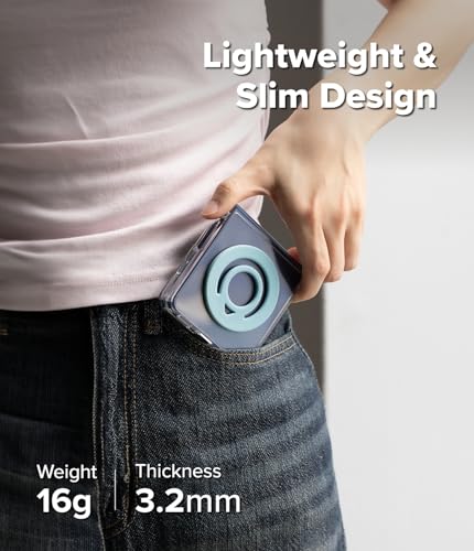 Ringke Dual Magnetic Silicone Ring [Compatible with MagSafe] Phone Grip, Dual-Sided Powerful Magnet, Lightweight (0.04 lb) & Super Slim (0.13 in) Soft Holder for iPhone, Galaxy, Pixel - Light Teal - color: Light Teal