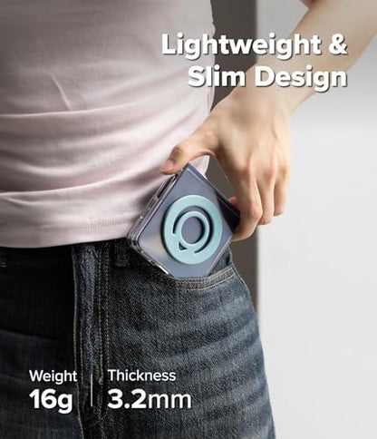 Ringke Dual Magnetic Silicone Ring [Compatible with MagSafe] Phone Grip, Dual-Sided Powerful Magnet, Lightweight (0.04 lb) & Super Slim (0.13 in) Soft Holder for iPhone, Galaxy, Pixel - Light Teal - color: Light Teal