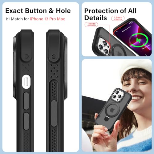 Designed for iPhone 13 Pro Max Case with Magnetic Stand, Black | Certified Drop Protection, Great Grip Feeling, Matte Translucent Back Slim Shockproof Phone Cover - color: Black, size: Iphone 13 Pro Max