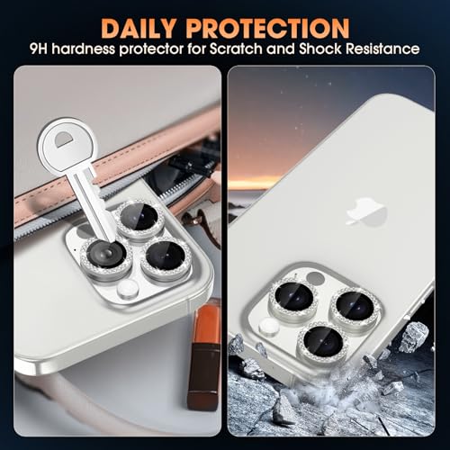iPhone 16 Pro/16 Pro Max Camera Lens Protector Bling Diamond, Silver - color: Silver, size: 16 Pro/Max