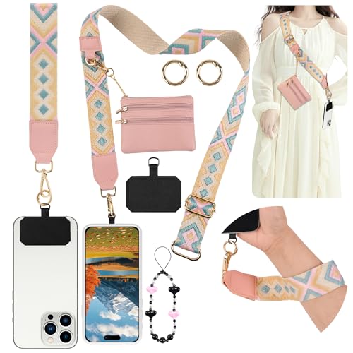 Clip and Go Phone Strap with Zippered Pouch,Phone Strap with Cellphone Chain Accessories - color: Blue