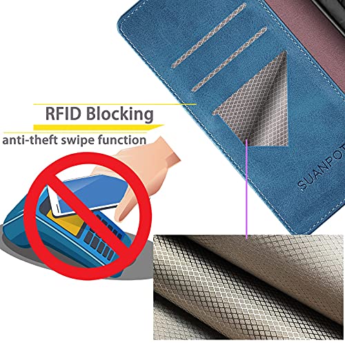 SUANPOT for iPhone 13 6.1 inch 5G with RFID Blocking Wallet case Credit Card Holder,Flip Book PU Leather Phone case Shockproof Cover Cellphone Women Men for Apple 13 case Wallet Sky Blue - color: Sky Blue