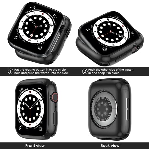 [2 Pack] Bumper Case for Apple Watch SE3/SE2/SE/Series 6/5/4 40mm, Black - color: Black+Black, size: 40 mm SE/Series 6/5/4