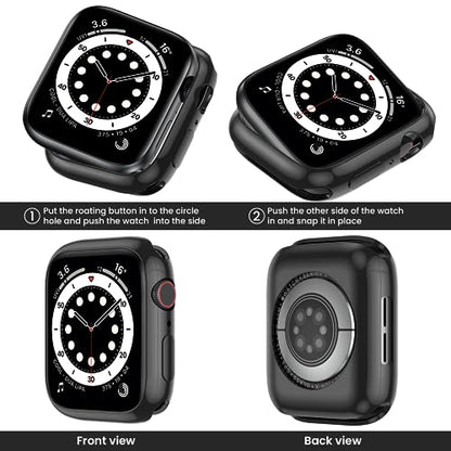 [2 Pack] Bumper Case for Apple Watch SE3/SE2/SE/Series 6/5/4 40mm, Black - color: Black+Black, size: 40 mm SE/Series 6/5/4