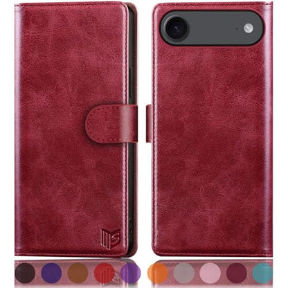 SUANPOT Compatible with iPhone Air 6.5" Wallet case with RFID Blocking Credit Card Holder,Flip Book PU Leather Protective Cover Women Men for Apple iPhone 17 Air Phone case Red - color: Red, size: iPhone Air 6.5"