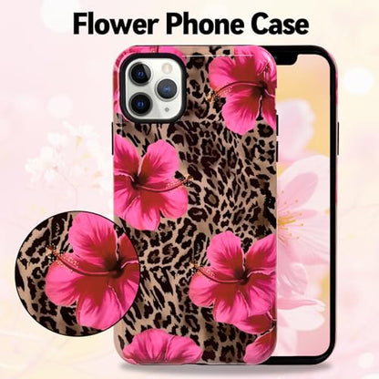 Lovmooful for iPhone 11 Pro Max Case Cute Flower Leopard-Hibiscus | Compatible for iPhone 11 Pro Max Case,Aesthetic,Hibiscus,Floral,2 in 1,for Women Girls,Soft TPU+PC,Shockproof,Protective - size: iPhone 11 Pro Max
