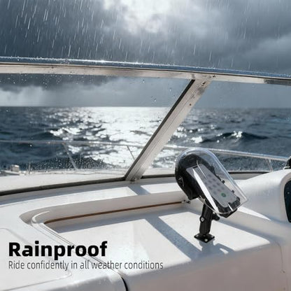 Universal Phone Mount Holder for Boat Motorcycle, with Vibration Dampener, Sun Shade, Aluminum Square Base & Medium Arm - Sunproof & Rainproof, Fits 4.7-7.2'' Smartphones