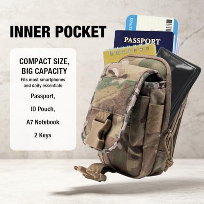 TSPRO MOLLE Phone Pouch, Tactical Smartphone Holder Belt Carry Outdoor - color: Multicam
