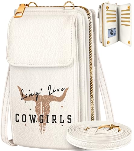Leather Cell Phone Purse Crossbody Bag for Women | Adjustable Shoulder Strap, Card Slots, Secure Wallet Interior, Cute Pattern Styles, Small Carry for Travel and Daily Use - color: Cowboy