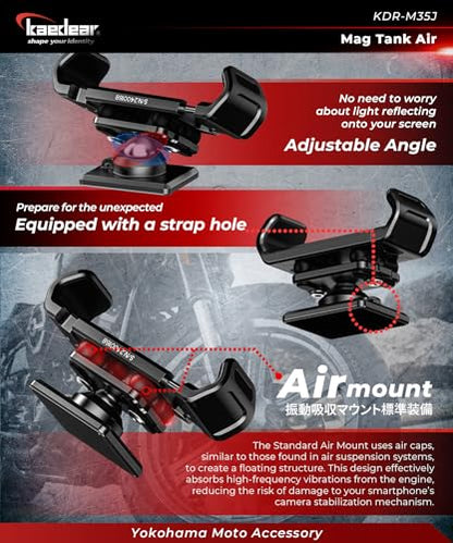 Kaedear Magnetic Motorcycle Phone Mount, Vibration Dampener, KDR-M35J - color: Black / Vibration Absorption Mount