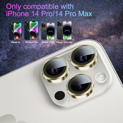 Camera Lens Protector for iPhone 14 Pro/14 Pro Max, Gold - color: Gold
