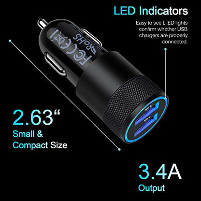 Fast Car Charger, 2Pack 3.4A Fast Charging Car Adapter Dual Port Cigarette