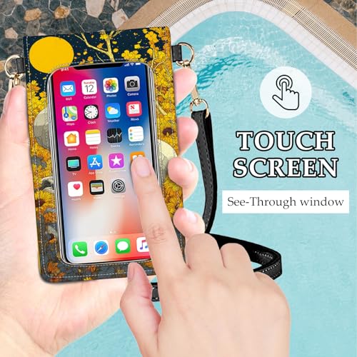 Small Crossbody Bags for Women Touchscreen Cell Phone Bag Cross Body Purses with adjustable Strap,Gifts For Teenage Girls - color: Skeletons In Sunflower Garden