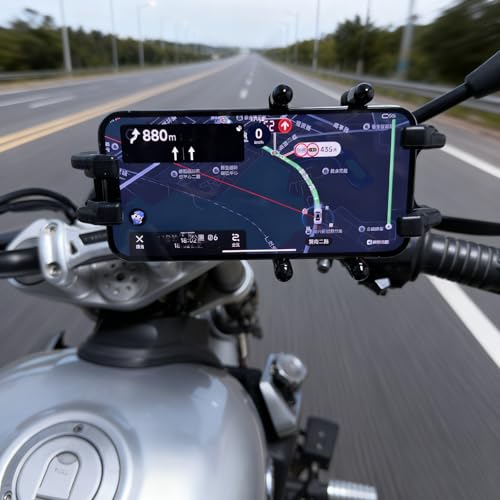Motorcycle Phone Mount Holder, 8-Claw Anti-Shake Bike Phone Mount with Secure Lock & Vibration Dampener,Fits 4.7-7.2" Phones for Motorcycle, Bicycle, Scooter, ATV