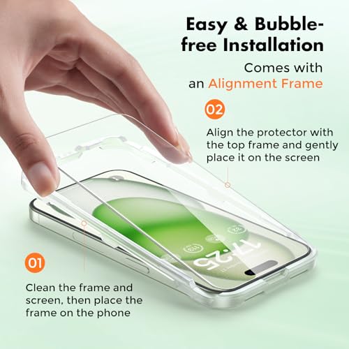 UNBREAKcable 3-Pack Screen Protector for iPhone 15 Plus Tempered Glass | Shatterproof, Easy Install, 9H Hardness, 99.99% HD Clear, Bubble-Free, Anti-Fingerprint, Scratch Resistant, Case Friendly - size: iPhone 15 Plus