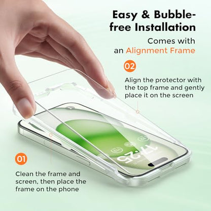 UNBREAKcable 3-Pack Screen Protector for iPhone 15 Plus Tempered Glass | Shatterproof, Easy Install, 9H Hardness, 99.99% HD Clear, Bubble-Free, Anti-Fingerprint, Scratch Resistant, Case Friendly - size: iPhone 15 Plus