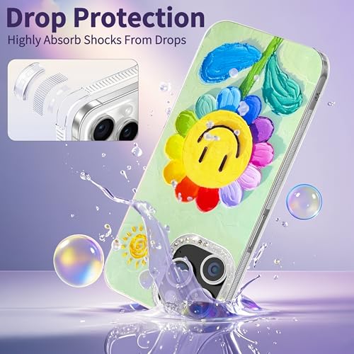Compatible with iPhone 12 Pro Max Case,with [Soft Slim][Camera Protection] Cute Rainbow Flower Aesthetic Phone Cover Anti-Yellowing Shockproof Protective Cover for Women Girl-Green - color: Green, size: iPhone 12 Pro Max