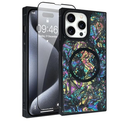 AIGOMARA Magnetic Rectangle for iPhone 15 Pro Case, Abalone Shell - color: Abalone, size: iPhone 15 Pro