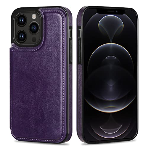 HianDier Wallet Case Compatible with iPhone 12 Pro MAX Case 5G 6.7-inch Slim Protective with Credit Card Slot Holder Flip Folio Soft PU Leather Magnetic Closure Cover, Crystal Purple - color: Crystal Purple