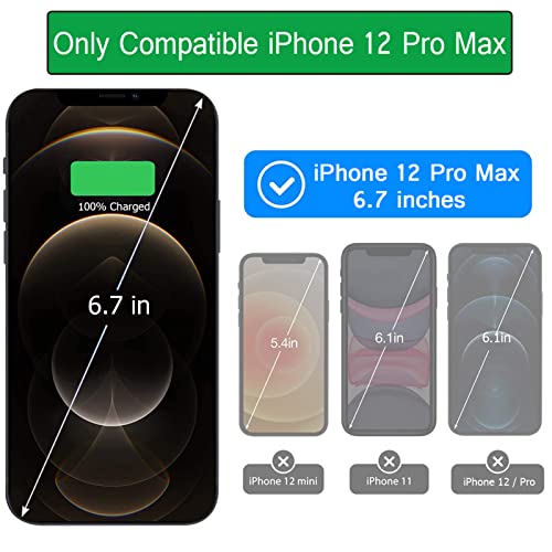 Battery Case for iPhone 12 Pro Max,12000mAh Rechargeable Portable Charging Case with Wireless Charging Compatible for iPhone 12 Pro Max (6.7 inch) with Carplay Extend Battery Charger Pack Case (Black) - size: iPhone 12 Pro Max-Black