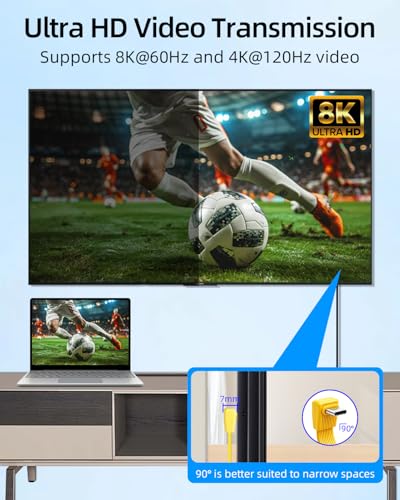 80Gbps Short USB 4 Flat Extension Cable,3.1 USB C Fast Charging Cable,PD 240W 90 Degree USB C Male to USB C Female Extender Cable,8K@60Hz Video Display for Phone,Yellow(0.16FT/2Pack) - style: 2 Yellow